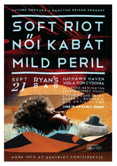 Poster | 21 Sept 2012, London, Ryan’s Bar | Soft Riot, Noi Kabát, Mild Peril, Viola Von Cydonia