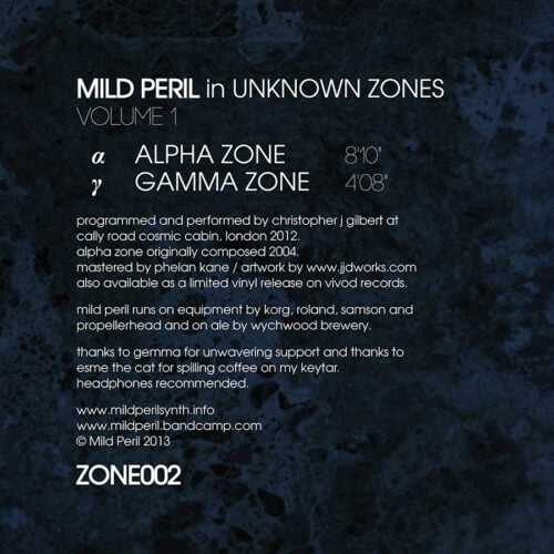 Mild Peril "Unknown Zones" EP | Back Cover
